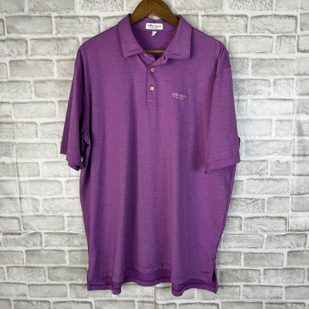 Peter Millar Summer Comfort Polo Shirt XL Purple Whisper Rock Golf Performance